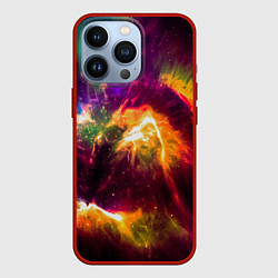 Чехол для iPhone 13 Pro Небула в космосе разноцветная - нейронная сеть, цвет: 3D-красный