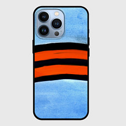 Чехол для iPhone 13 Pro Георгиевская лента на голубом фоне, цвет: 3D-черный
