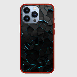 Чехол для iPhone 13 Pro Плиты с синей неоновой подсветкой, цвет: 3D-красный