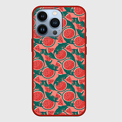 Чехол для iPhone 13 Pro Летний паттерн с арбузами, цвет: 3D-красный