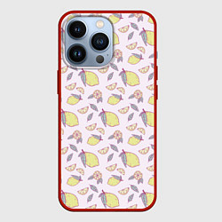 Чехол для iPhone 13 Pro Лимоны паттерн, цвет: 3D-красный