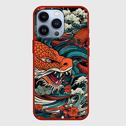 Чехол для iPhone 13 Pro В стиле Irezumi, цвет: 3D-красный