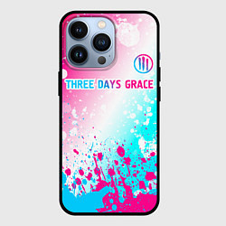 Чехол для iPhone 13 Pro Three Days Grace neon gradient style: символ сверх, цвет: 3D-черный