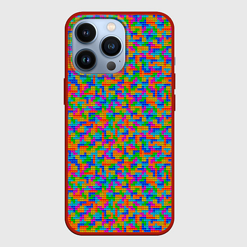 Чехол iPhone 13 Pro Мелкие блоки Тетрис / 3D-Красный – фото 1