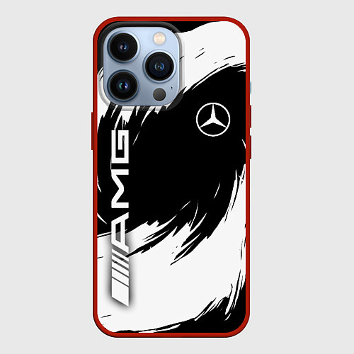 Чехол iPhone 13 Pro Mercedes benz - white color / 3D-Красный – фото 1