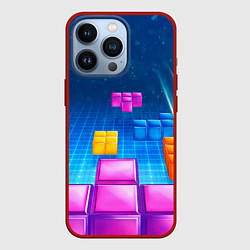 Чехол для iPhone 13 Pro Падающие сверху блоки тетриса, цвет: 3D-красный