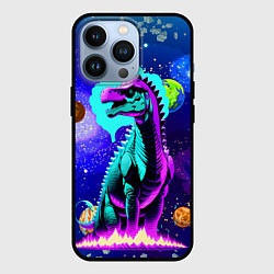 Чехол для iPhone 13 Pro Динозавр в космосе - неоновое свечение, цвет: 3D-черный