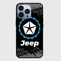 Чехол для iPhone 13 Pro Jeep в стиле Top Gear со следами шин на фоне, цвет: 3D-черный