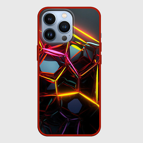 Чехол iPhone 13 Pro Неоновые трубки абстракция / 3D-Красный – фото 1