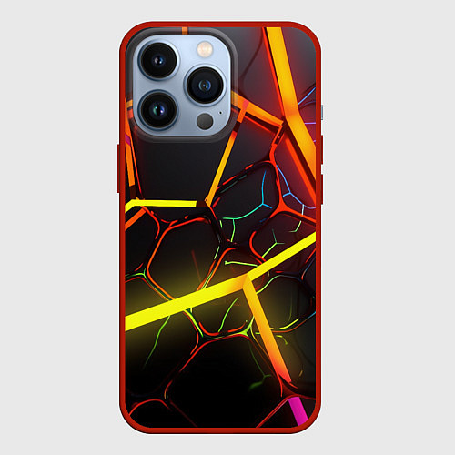 Чехол iPhone 13 Pro Неоновые трубки / 3D-Красный – фото 1
