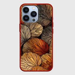 Чехол для iPhone 13 Pro Листья желтые, цвет: 3D-красный