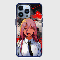 Чехол для iPhone 13 Pro Демон Пауэр - Человек бензопила, цвет: 3D-тёмно-синий