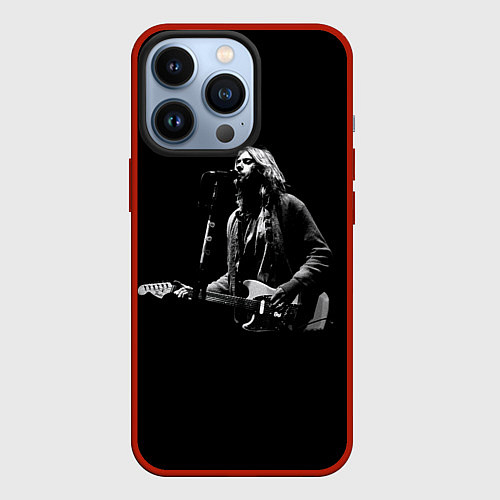 Чехол iPhone 13 Pro Курт Кобейн с гитарой / 3D-Красный – фото 1