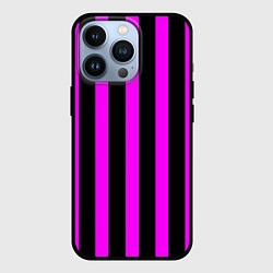Чехол для iPhone 13 Pro В полоску черного и фиолетового цвета, цвет: 3D-черный