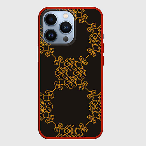 Чехол iPhone 13 Pro Позолоченный паттерн / 3D-Красный – фото 1