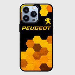 Чехол для iPhone 13 Pro Peugeot - gold gradient: символ сверху, цвет: 3D-черный