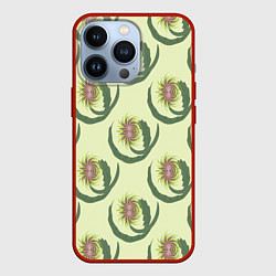 Чехол для iPhone 13 Pro Причудливый цветок с большими листьями, цвет: 3D-красный