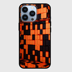Чехол iPhone 13 Pro Чёрные и оранжевые кубики