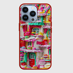 Чехол для iPhone 13 Pro Домики из сладостей, цвет: 3D-красный