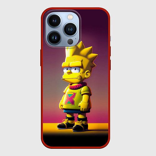 Чехол iPhone 13 Pro Барт Симпсон - нейросеть / 3D-Красный – фото 1