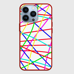 Чехол для iPhone 13 Pro Яркие цветные линии, цвет: 3D-красный