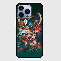 Чехол для iPhone 13 Pro Сказочный олень Акварель, цвет: 3D-черный