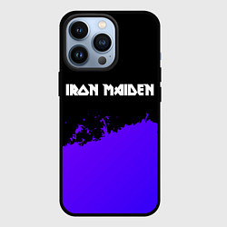 Чехол для iPhone 13 Pro Iron Maiden purple grunge, цвет: 3D-черный
