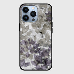 Чехол для iPhone 13 Pro Листья серо-зеленый, цвет: 3D-черный