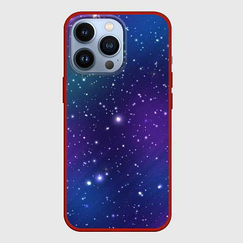 Чехол iPhone 13 Pro Фиолетовая розовая звездная туманность в космосе / 3D-Красный – фото 1