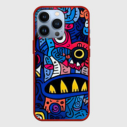 Чехол для iPhone 13 Pro Монстры в синем и розовом - нейросеть, цвет: 3D-красный