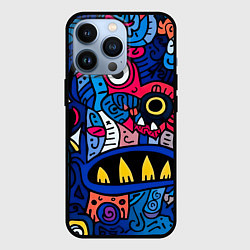 Чехол для iPhone 13 Pro Монстры в синем и розовом - нейросеть, цвет: 3D-черный