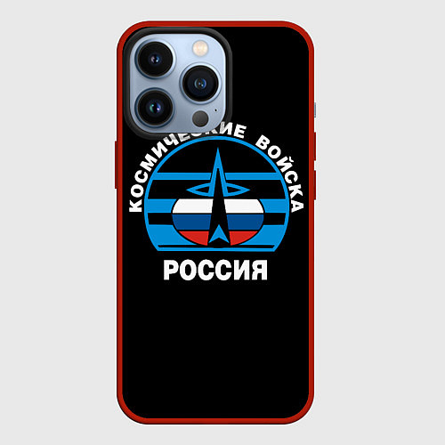Чехол iPhone 13 Pro Космические войска России / 3D-Красный – фото 1