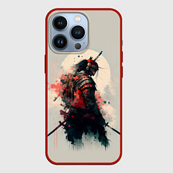 Чехол для iPhone 13 Pro Самурай на фоне луны - нейросеть, цвет: 3D-красный