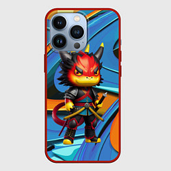 Чехол iPhone 13 Pro Кроха-дракончик самурай - нейросеть