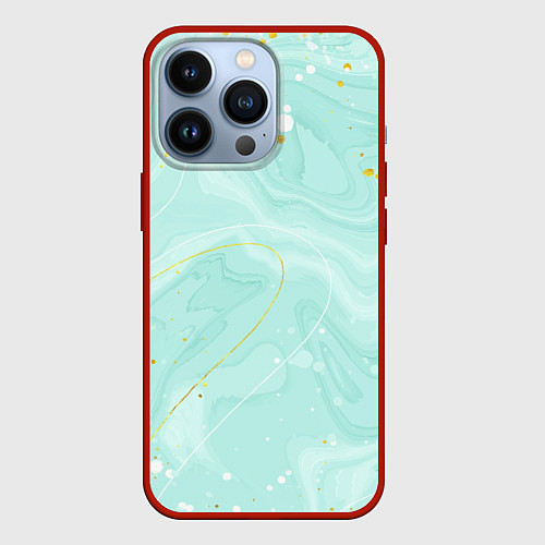 Чехол iPhone 13 Pro Акварельный голубой фон / 3D-Красный – фото 1