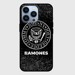 Чехол для iPhone 13 Pro Ramones с потертостями на темном фоне, цвет: 3D-черный