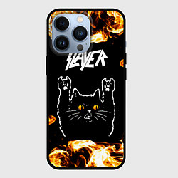 Чехол для iPhone 13 Pro Slayer рок кот и огонь, цвет: 3D-черный