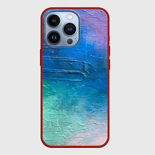 Чехол iPhone 13 Pro Пудра и голубые краски / 3D-Красный – фото 1