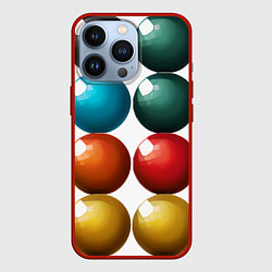 Чехол для iPhone 13 Pro Шары для бильярда, цвет: 3D-красный