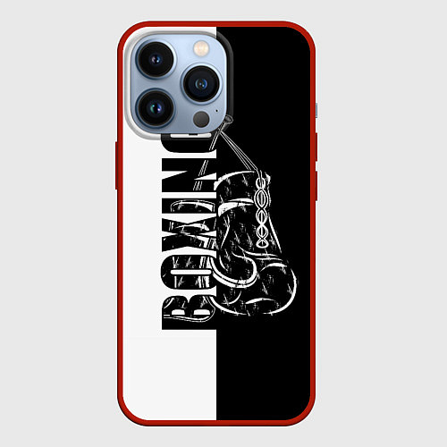 Чехол iPhone 13 Pro Boxing чёрно-белое / 3D-Красный – фото 1