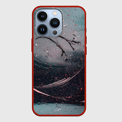 Чехол iPhone 13 Pro Белая красная краски и тени / 3D-Красный – фото 1