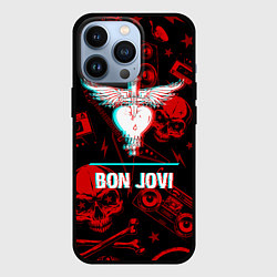Чехол для iPhone 13 Pro Bon Jovi rock glitch, цвет: 3D-черный
