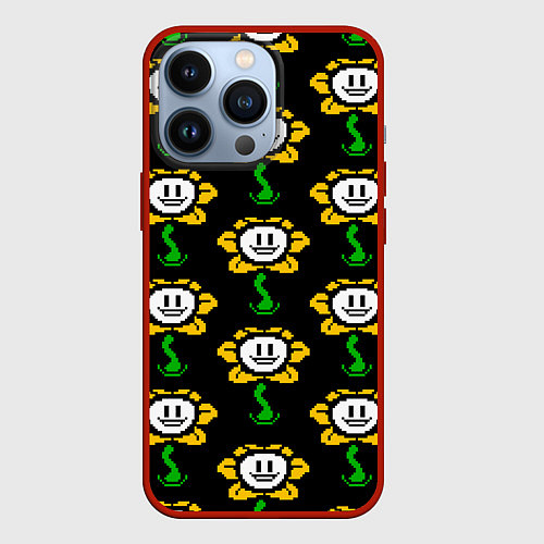 Чехол iPhone 13 Pro Undertale - flowey smile / 3D-Красный – фото 1