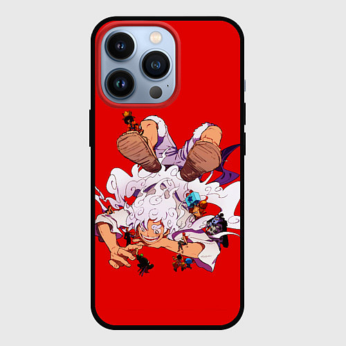 Чехол iPhone 13 Pro Луффи и его маленькие накама / 3D-Черный – фото 1