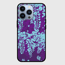 Чехол для iPhone 13 Pro Blue flowers, цвет: 3D-черный