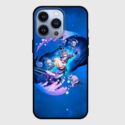 Чехол iPhone 13 Pro Хонкай Стар Рейл: Серебряный Волк / 3D-Черный – фото 1