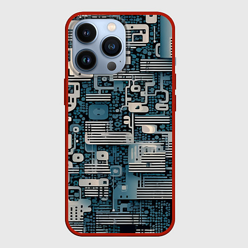 Чехол iPhone 13 Pro Механическая конструкция паттерн / 3D-Красный – фото 1