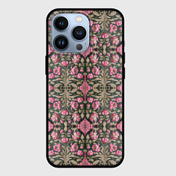 Чехол для iPhone 13 Pro Серо-розовый средневековый паттерн, цвет: 3D-черный