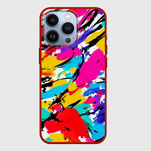 Чехол iPhone 13 Pro Абстрактные узоры штрихи / 3D-Красный – фото 1