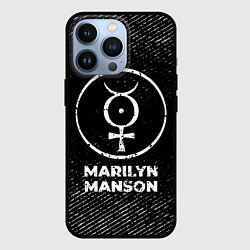 Чехол для iPhone 13 Pro Marilyn Manson с потертостями на темном фоне, цвет: 3D-черный